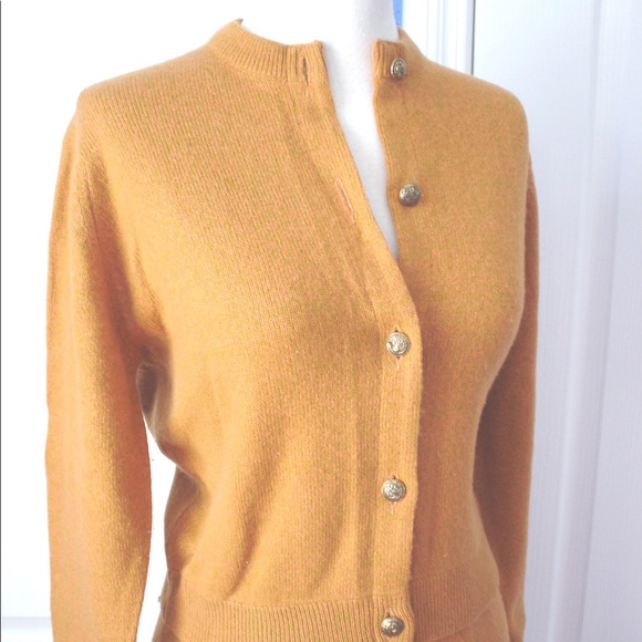 Vintage Orange Ballantyne Scotland 100% Cashmere Sweater+Pencil Skirt Suit Set - Picture 2 of 13
